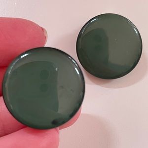 Vintage 60’s LISNER Green Christmas Holiday Cottage MermaidCore Button Earrings